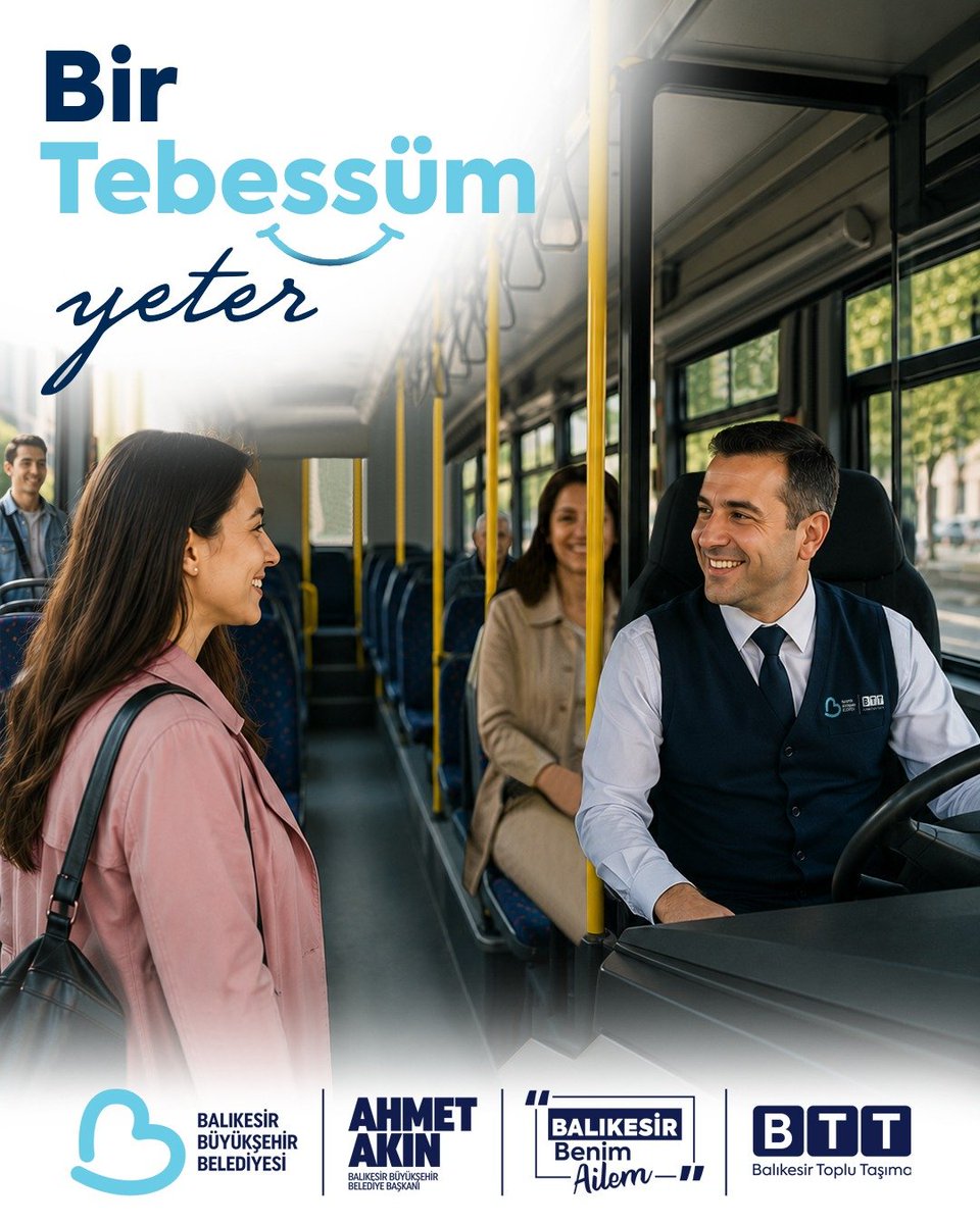 _BTT_AS's tweet photo. Toplu taşıma, hepimizin ortak yaşam alanıdır. 🚌
Yolculuğumuzu daha güvenli, huzurlu ve keyifli kılmak; birbirimize göstereceğimiz küçük bir nezaketle başlar.
Güler yüz, saygı ve anlayışla atılan her adım, kent kültürüne değer katar. Çünkü bazen bir tebessüm yeter. 😊 https://t.co/NDI5BCmzPw