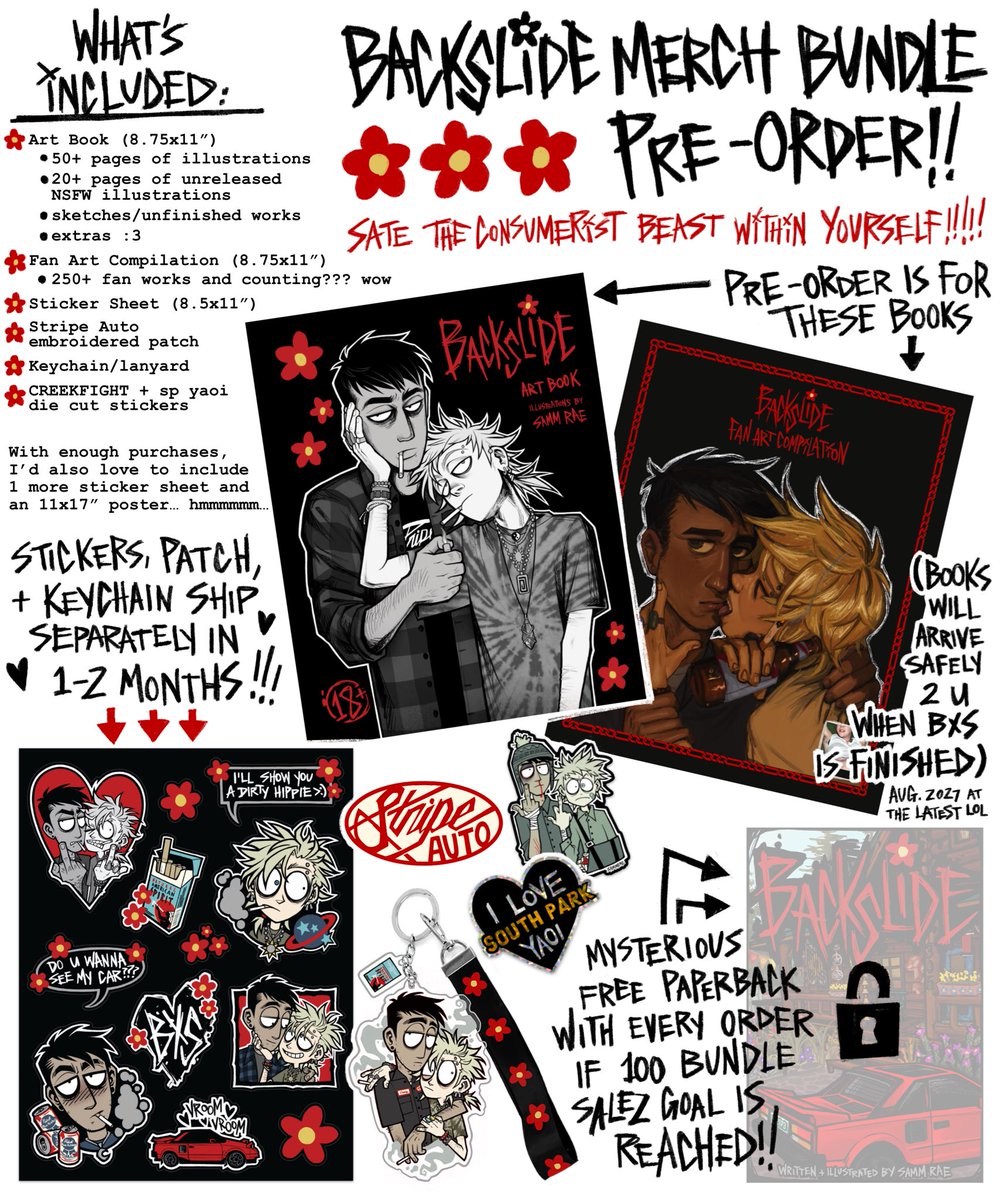 sortasick's tweet photo. 🚗🪐 HELLO BACKSLIDERS!!! happy backslide day!!! I present to you… the bxs merch bundle 😇 link in replies #spcreek #backflipsforbackslide https://t.co/kcyrga1gA4