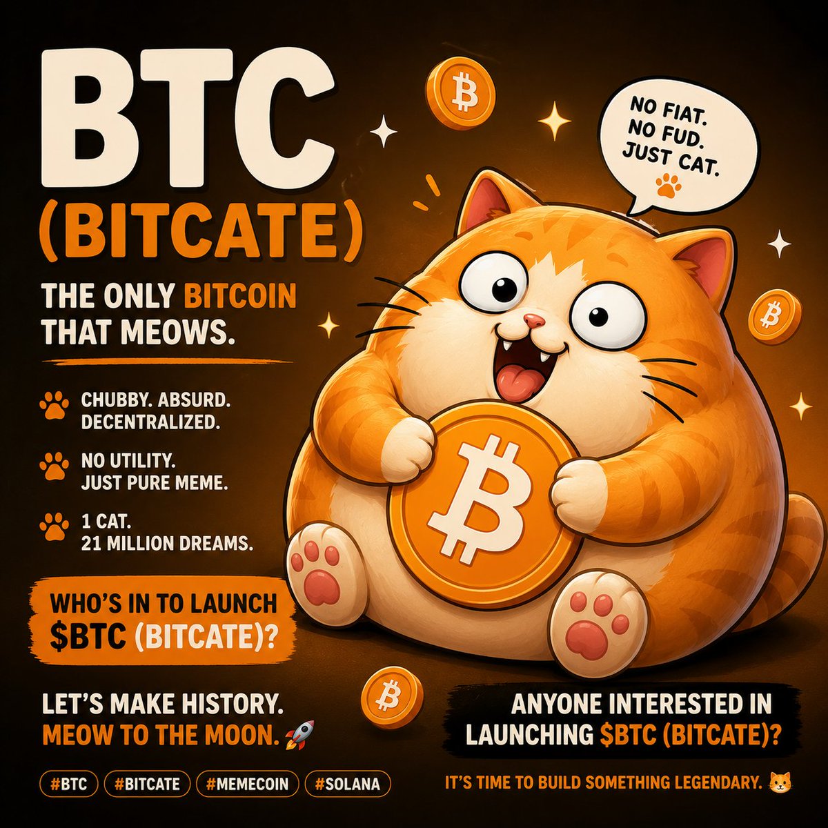 imnotsatoshi001's tweet photo. BTC (BITCATE) π±π
A chubby, goofy cat with a Bitcoin vibe.
Simple.
Memorable.
Pure meme energy.
Anyone interested in launching $BTC (BITCATE)? π
@blknoiz06
#BTC #BITCATE #Memecoin #Solana #Crypto https://t.co/dVISdkOWU3