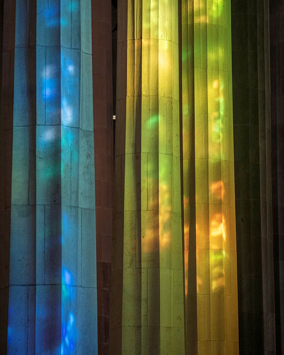sagradafamilia's tweet photo. Natural light harmoniously permeates throughout the interior of the temple, thus expressing the presence of God.

[Stained-glass windows by Joan Vila-Grau] https://t.co/c1zKK05Grv