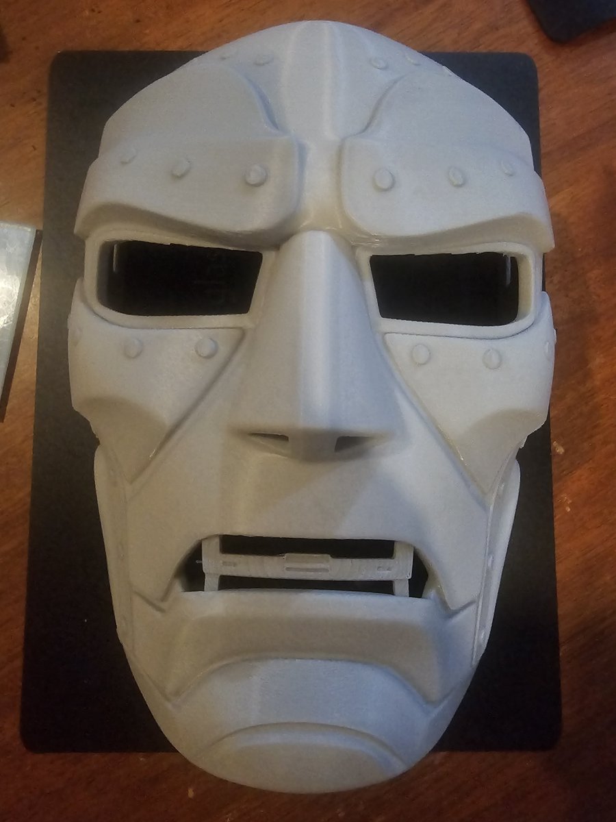 Duras_501st's tweet photo. Went to see Spiderman Brand New day and decided night before to print Mystery Makers new Dr. Doom mask. Finished with only 30 mins to spare but had to leave with the mouth grill piece still going. #Marvel #DrDoom https://t.co/jpIFf8FjTX