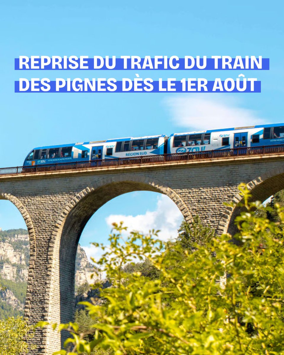 MaRegionSud's tweet photo. Dès le samedi 1er août, les voyageurs pourront à nouveau emprunter les trains de la ligne ZOU! des Chemins de fer de Provence, entre Nice et Saint-André-les-Alpes.

 👉 https://t.co/xffus3E4GD https://t.co/nIdc8RQVoQ