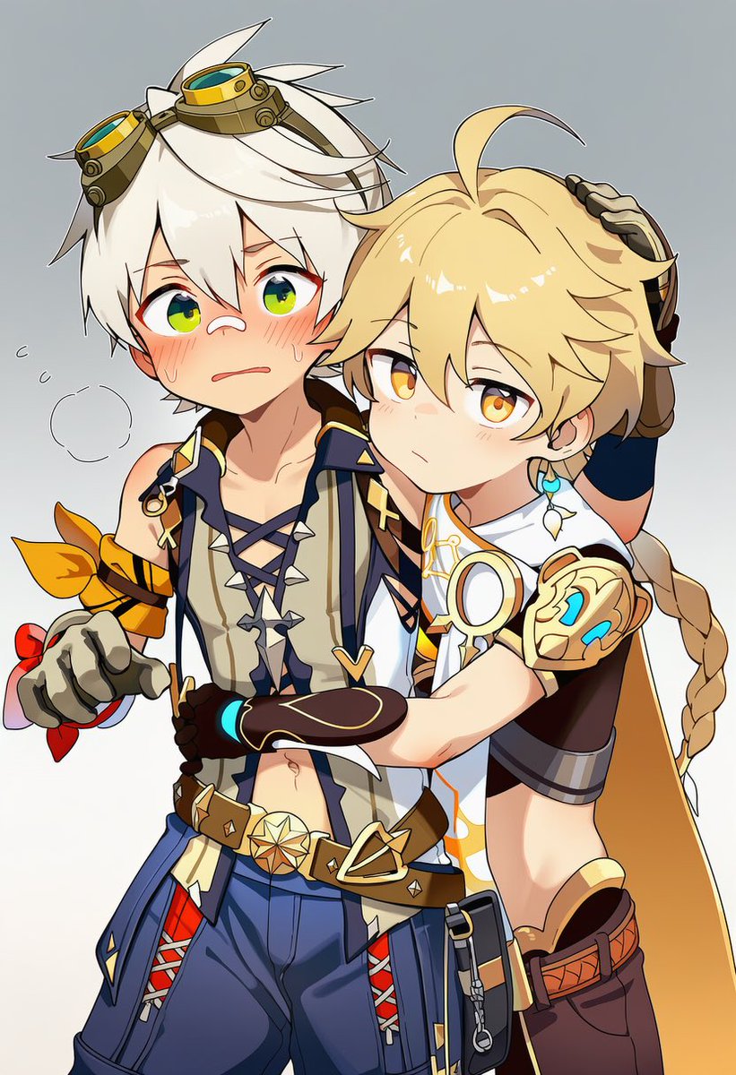 Chatochiya's tweet photo. I like to see Aether tickling Bennett and he is blushing while Aether is smug .🤣
#illustration‌‌ #GenshinImpact #cute https://t.co/KvEM6bQwan
