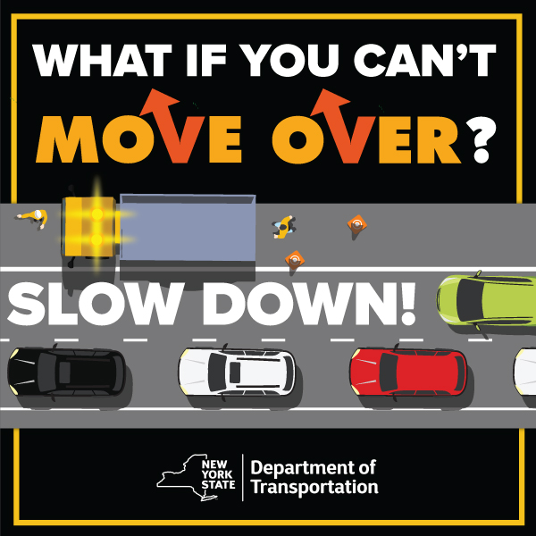 NYSDOTHV's tweet photo. What if you can't move over?

Should you:
a. Slow down
b. Slow down
c. Slow down
d. All of the above!✅

In case you haven't guessed, SLOW DOWN! https://t.co/12B5sKzagK