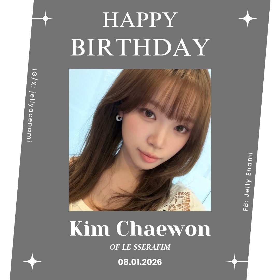 jellyacenami's tweet photo. Happy Birthday to 7 idols: 🥰🥳

1. LE SSERAFIM's Kim Chae Won
2. STAYC's Park Si Eun
3. SNSD's Tiffany Young
4. CRAVITY's Ahn Seong Min https://t.co/b975PsqScG