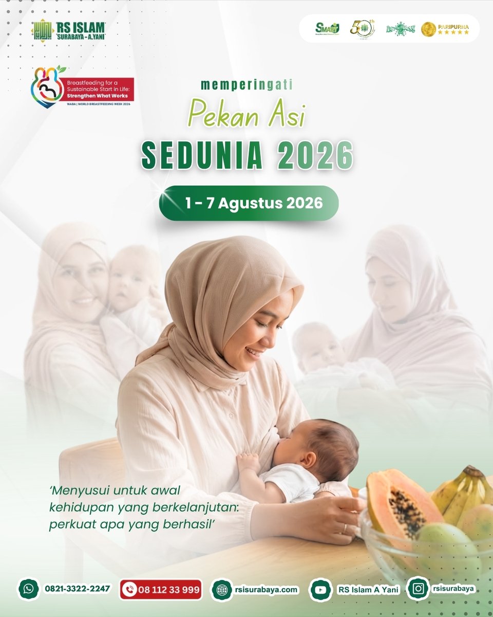 rsiayani's tweet photo. Memperingati Pekan ASI Sedunia 2026 🤱💚

Sobat eRSIy

ASI merupakan sumber nutrisi terbaik bagi bayi pada awal kehidupannya. Mari dukung para ibu menyusui dan bersama wujudkan generasi yang lebih sehat untuk masa depan yang lebih baik 💚

#WorldBreastfeedingWeek https://t.co/sXB2y2G1M3