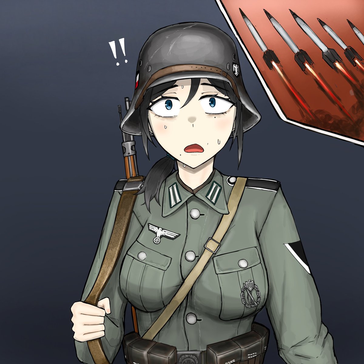 USUN1944's tweet photo. 「スターリンのオルガン」に怯えるドイツ兵 https://t.co/KKH5JK2b5E