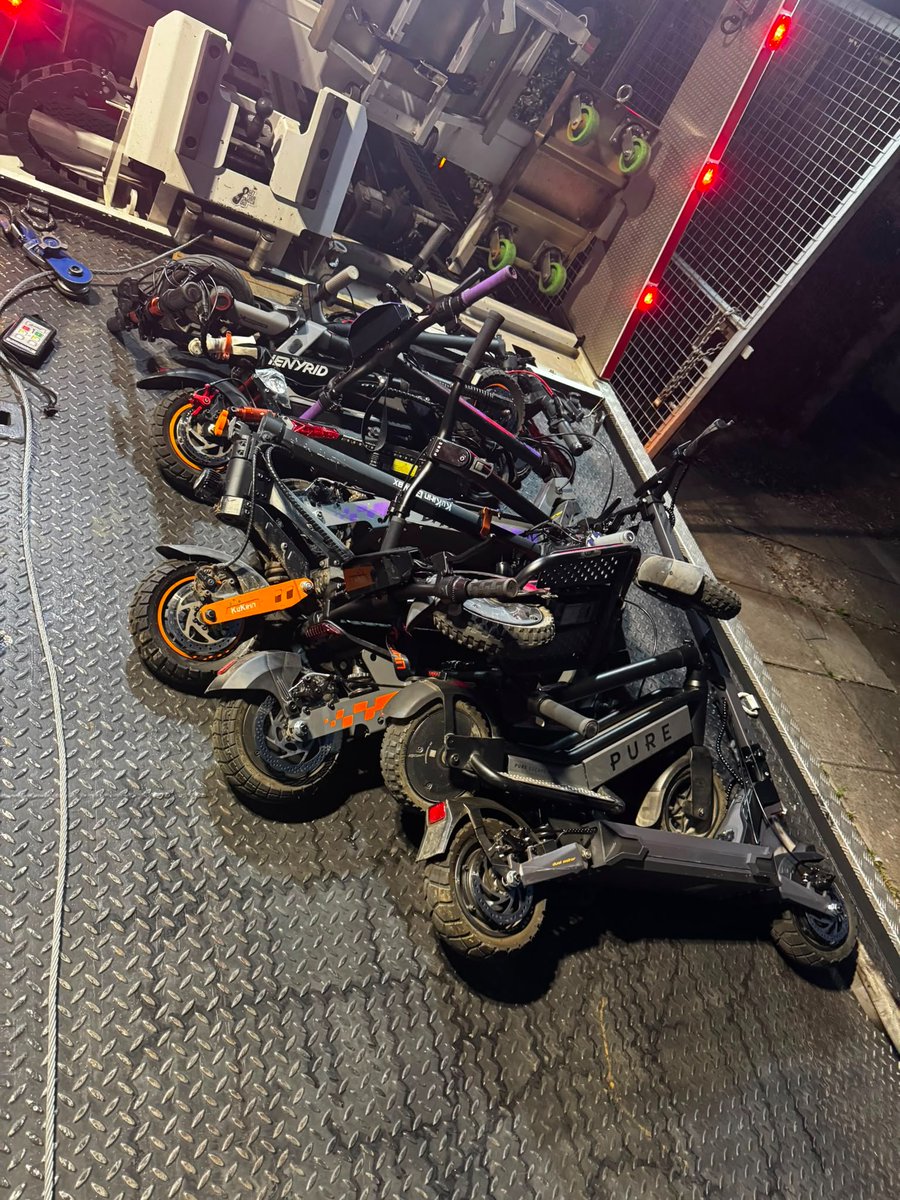 SparkbrookWMP's tweet photo. The Sparkbrook NHT conducted an operation in Cannon Hill Park on 27/07/26 looking for illegal e-bikes and scooters due to increased reports of ASB. A total of 10 scooters and 1 bike were seized https://t.co/hUhAzvzHZV