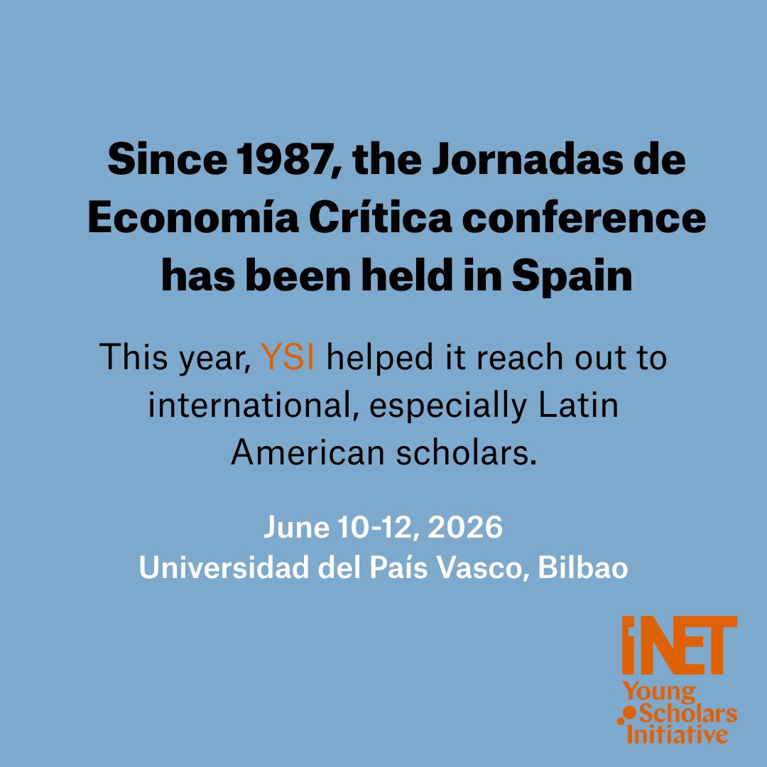 ysi_commons's tweet photo. For nearly four decades, the Jornadas de Economía Crítica has been a home for heterodox economics in Spain. This year, in its 20th edition in Bilbao, YSI joined for the first time, opening the conference to early-career researchers from across Europe and Latin America. 155 young scholars took part, from PhD students testing first ideas to those finishing their dissertations, and the connections they built reached well beyond the sessions. Bringing young economists together across borders is what YSI is for. Learn more at https://t.co/pp3zt9Hems and follow @ysi_commons.