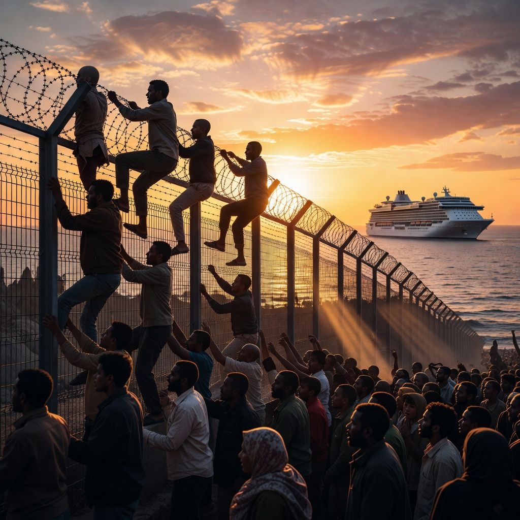 travelydata's tweet photo. 34 dead in one night at Spain's border. 60,000 arrivals in 24 hours. Ceuta is boiling. Border crunch or humanitarian collapse? Who gets to cross safely?

#Ceuta #Spain #MigrationCrisis #BorderSecurity #TravelShock #TravelyData #eSim https://t.co/LS3t2bBJjr