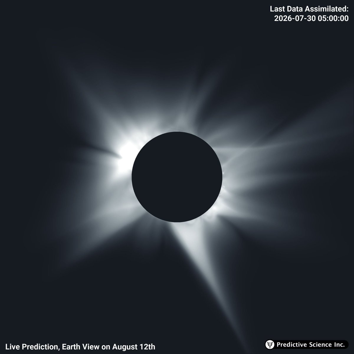 JJoaquinGalanEs's tweet photo. This is what the #solarcorona will look like during the total solar eclipse on August 12th, thanks to the La Palma Supercomputer, a simulation developed by the @IAC_Astrofisica with @predsci.
🤞🏻
#SolarEclipseSpain
#EclipseSpain
#Eclipse2026
#Eclipse
#Astronomy https://t.co/QUJav0tmv4