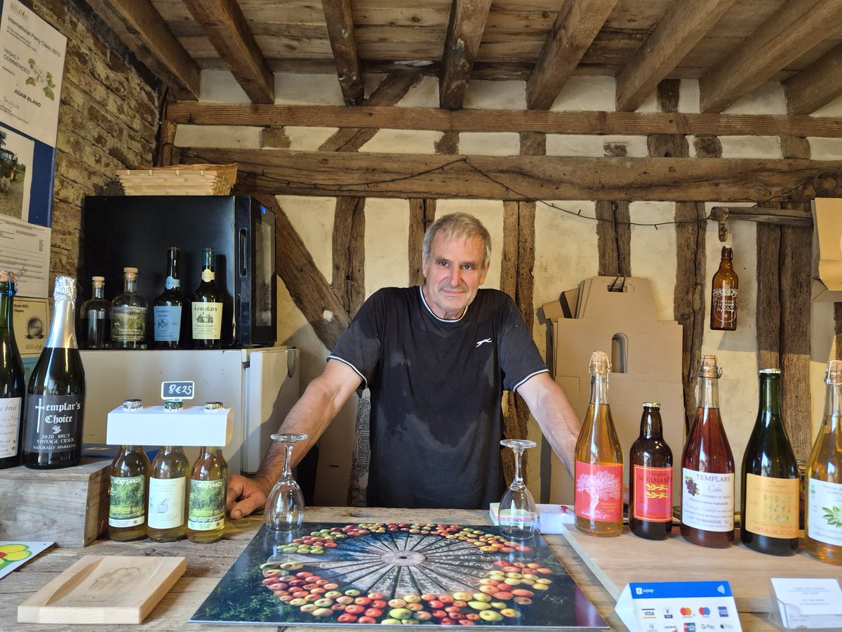 TemplarsCider's tweet photo. Adam surrounded by our organic cidres, Calvados, 🍎 juice etc in our farm shop/motorhome, caravan &amp; camping reception on our cider farm in Normandy #apple #cidre #cider #camping #motorhome #Calvados #organic #Normandie #Normandy https://t.co/Qk6NX3dHtp