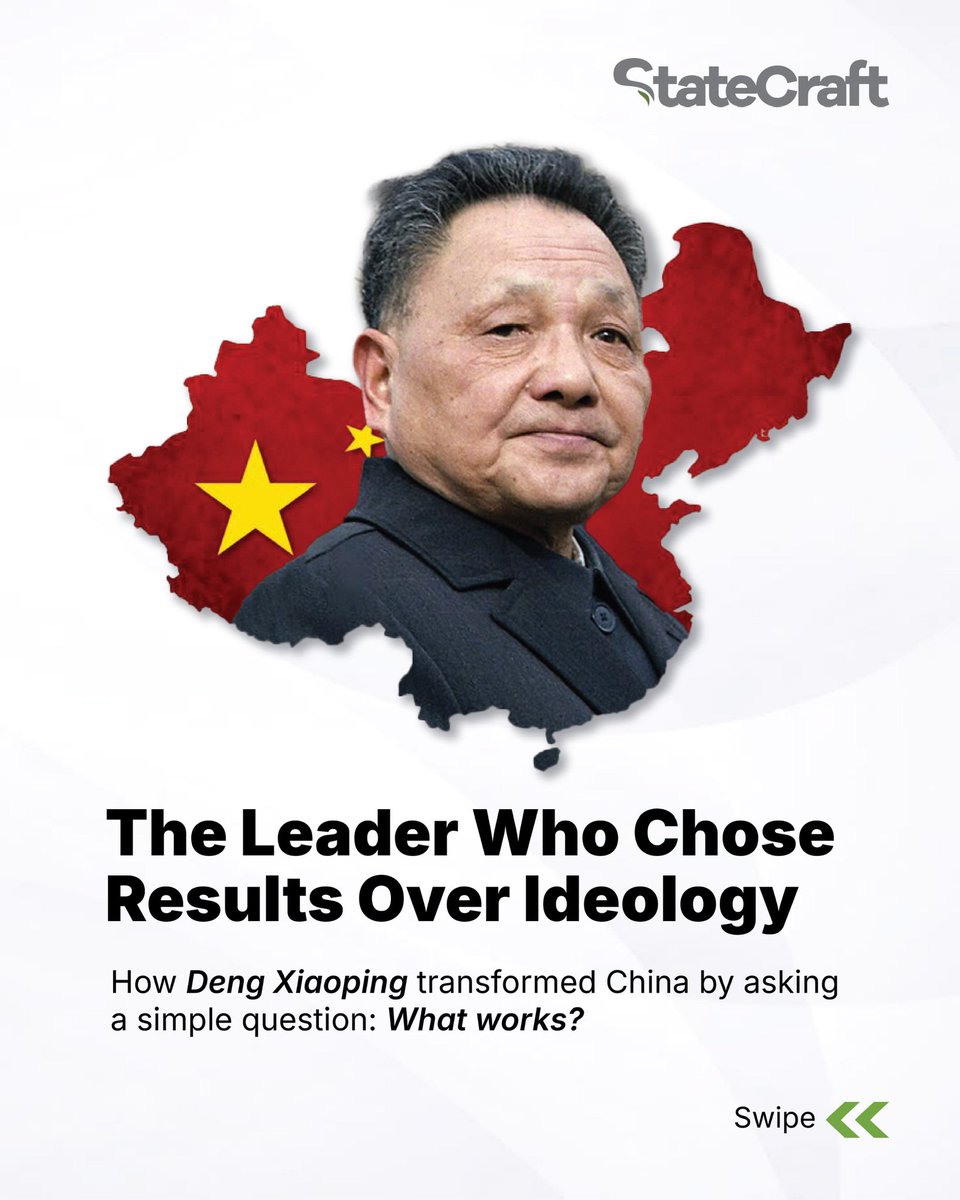 StateCraftInc's tweet photo. History rarely rewards leaders who cling to familiar solutions.

Deng Xiaoping showed that true leadership is the courage to adapt. The institutions that endure are those willing to rethink old assumptions for better outcomes. https://t.co/3IYZ7H5aUY