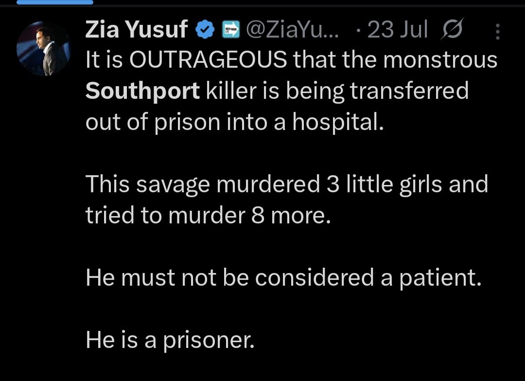 Tush27J's tweet photo. Dear Zia Yusuf. 
And that is why he was moved to Broadmoor. But you know this. You are playing political hula hoops. Spinning the yarn on an extremely sensitive subject to score points to please your lord and master. You really need to go sit in a corner and shut the f*ck up. https://t.co/UHAQSFagPm