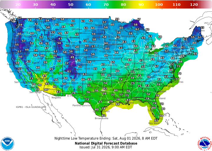 HMCNavy's tweet photo. Today's High/Low Temperature Forecast Maps
Friday, 31 July 2026 https://t.co/OhxV4tpSTf