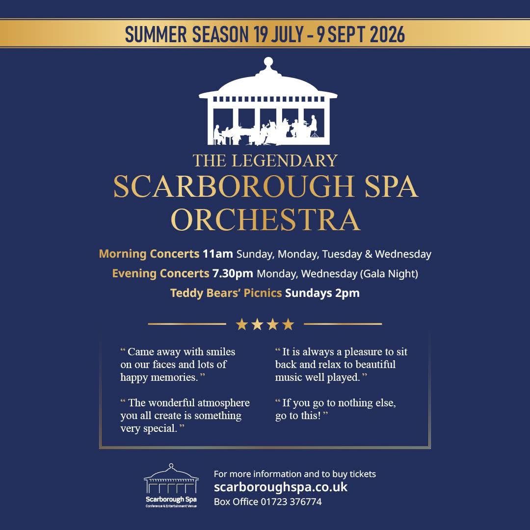 scarboroughspa's tweet photo. The week ahead for the @SpaOrchestra! 🎶

🎷 Morning concerts at 11am on Sun to Weds.

🐻 Teddy Bears’ Picnic at 2pm on Sunday.

🎻 Evening concerts on Mon &amp; Weds at 7:30pm

All info and tickets available on the door or from the Spa box office! 🎟️ https://t.co/ypTcodr6Ns