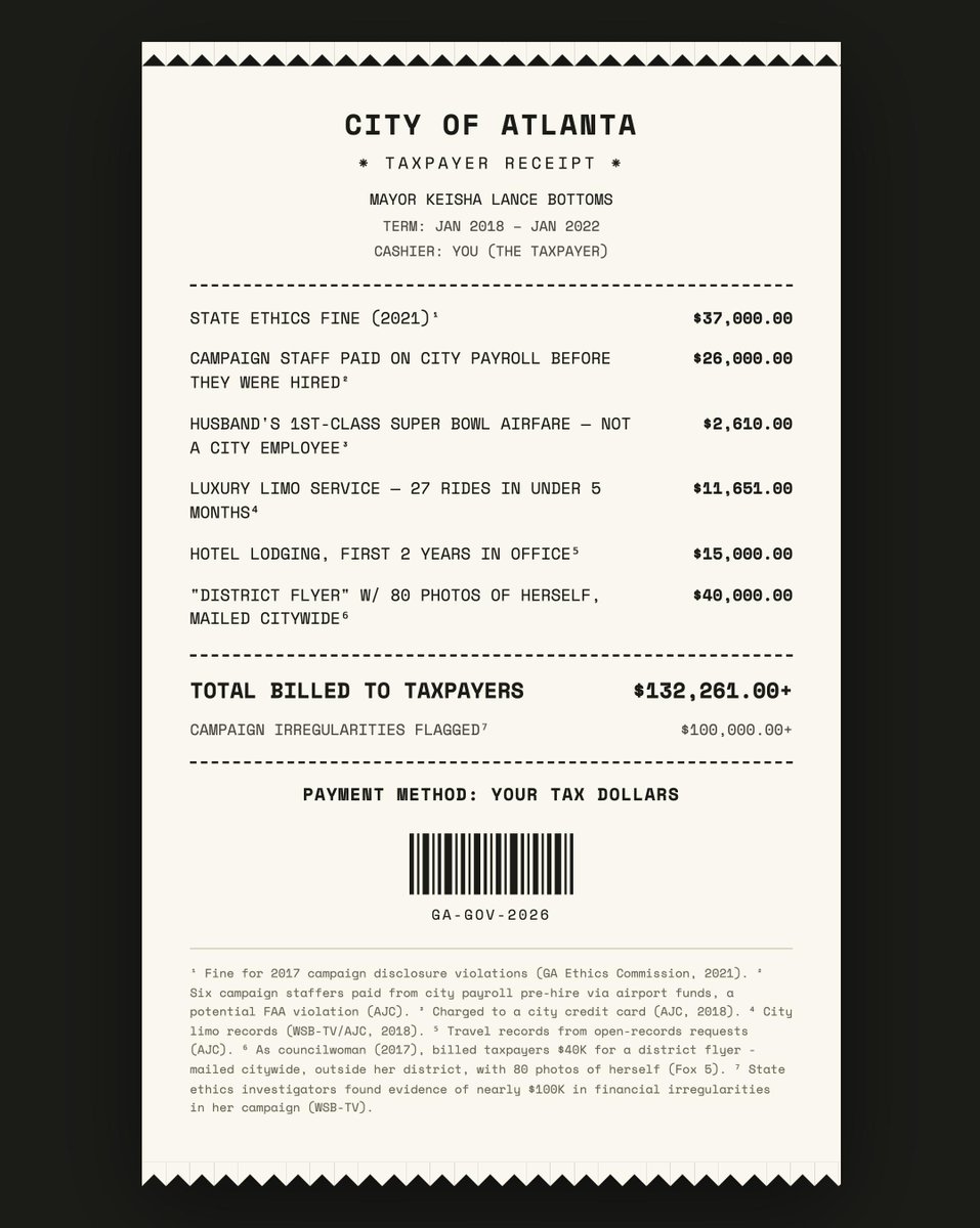 TeamJacksonHQ's tweet photo. Keisha Lance Bottoms wants a promotion. Here's the receipt from her last job. https://t.co/8Tw31ks7fs