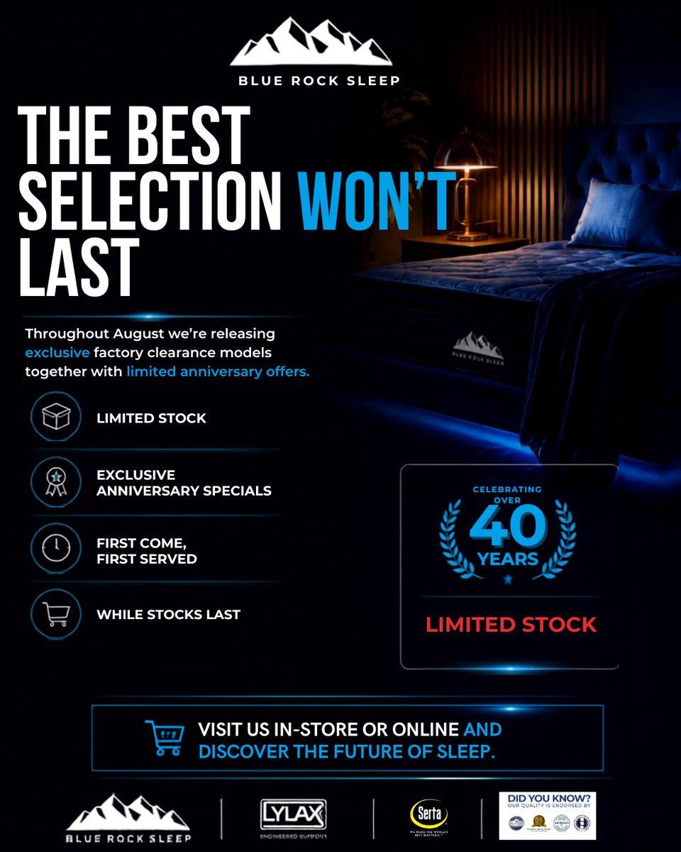 IsolezweNews's tweet photo. Sigubha iminyaka engu-40 silala kamnandi ngeLylax, Serta kanye neBlue Rock Sleep. 😴✨
#SleepInnovation #Lylax #Serta #BlueRockSleep #BetterSleep #SupportFirst https://t.co/PZ2rR8BeIu