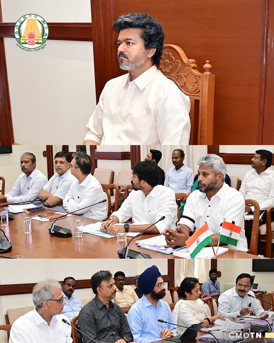 CMOTamilnadu's tweet photo. மாண்புமிகு தமிழ்நாடு முதலமைச்சர் திரு.ச.ஜோசப் விஜய் அவர்கள் தலைமையில் இன்று (31.07.2026) தலைமைச் செயலகத்தில், தமிழ்நாட்டில் தென்மேற்குப் பருவமழை பொழிவு, மாவட்டங்களில் குடிநீர் விநியோகம் மற்றும் வேளாண் பயிர் சாகுபடி நிலை குறித்து ஒரு விரிவான ஆய்வுக்கூட்டம் நடைபெற்றது.

#CMJosephVijay‌