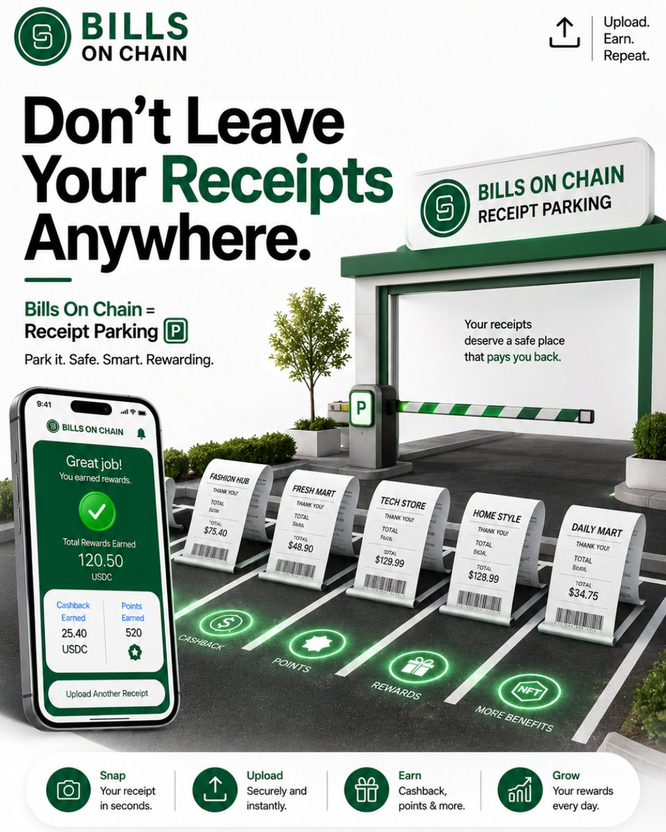 BillsOnChain's tweet photo. π§Ύ Don't Leave Your Receipts Anywhere.
Don't let them sit in a drawer or end up in the trash.
π Upload
π Earn rewards
π Keep earning
Give every receipt a better destination.
π https://t.co/rIIHJsqOMt
#BillsOnChain #ReceiptsToRewards #Cashback #Rewards #Web3 #Fintech #IDLE https://t.co/g9kHdwlDPo