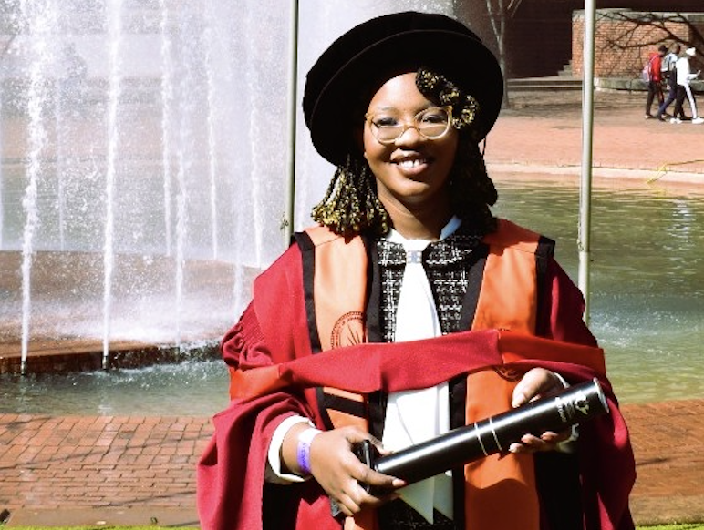 go2uj's tweet photo. Curiosity, resilience and excellence define Dr Ropafadzo Maphosa's journey to an LLD in International Law.

A proud UJ Law graduate, Dr Maphosa's research explores strengthening accountability for human rights violations across Africa, while her inspiring journey reflects the transformative power of education, perseverance and purpose.

Read here: https://t.co/nPrphVnySe

#UJGraduation2026 #UJLaw #ResearchExcellence #ForYourNextBIGDream
