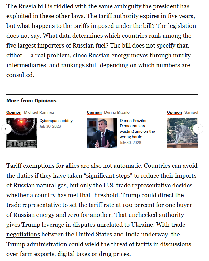 scottlincicome's tweet photo. Over the last 18 months, President Trump has abused nearly every tariff statute on the books, yet the Senate is about to give him vague &amp; sweeping new tariff powers?

In today's @PostOpinions, @clark_packard &amp; I suggest Congress NOT do that.

Seriously. https://t.co/EEqDNlodAK https://t.co/N6YMfIokSv