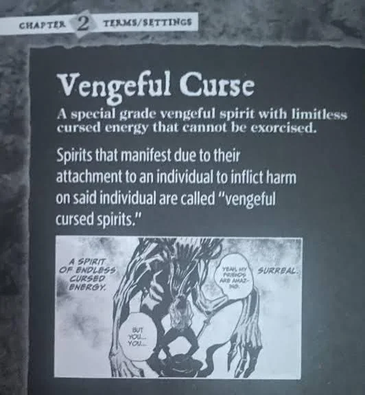 Tisooo08's tweet photo. @Psychonix240 @CursedPanels @heyjay_xo Gojo also says the same in Volume 0, hence why they decided to try to break her Curse, not just let Gojo solo her (she's also stated by Gojo to be able to threaten him) https://t.co/ozg20QCDMt