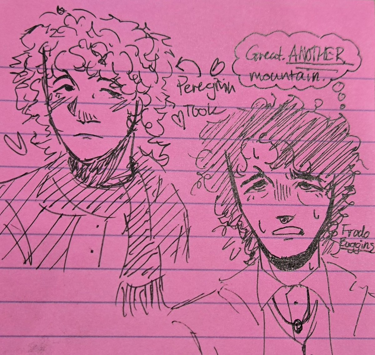 faygofungus's tweet photo. Two stupid doodles while I'm without a sketchbook #pippintook #frodobaggins #lotr https://t.co/Fgznkdh6uu