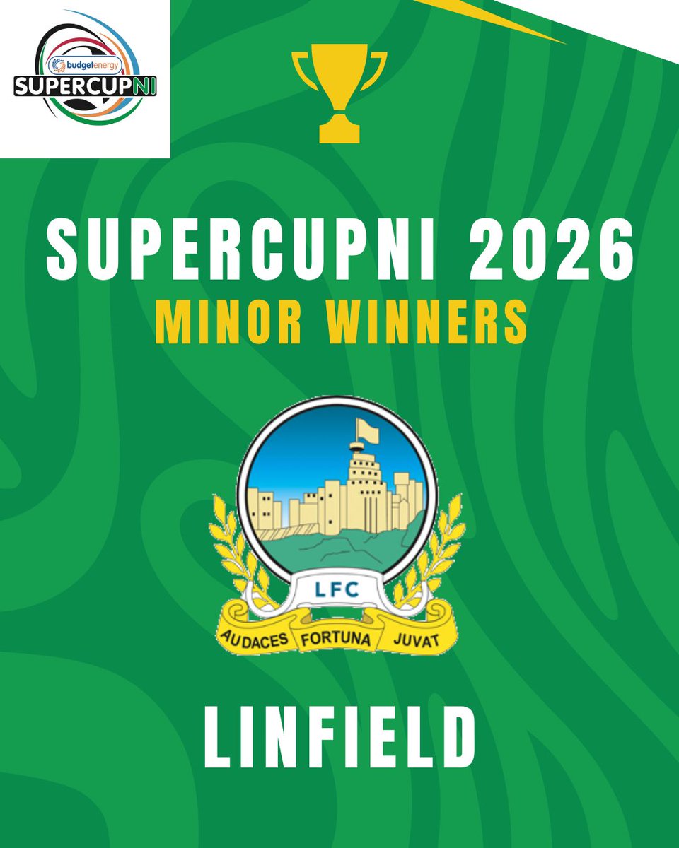SuperCupNI's tweet photo. Linfield are the 2026 Budget Energy SuperCupNI Minor champions 🏆 #morethanjustfootball #linfield https://t.co/K8we3pCYjh