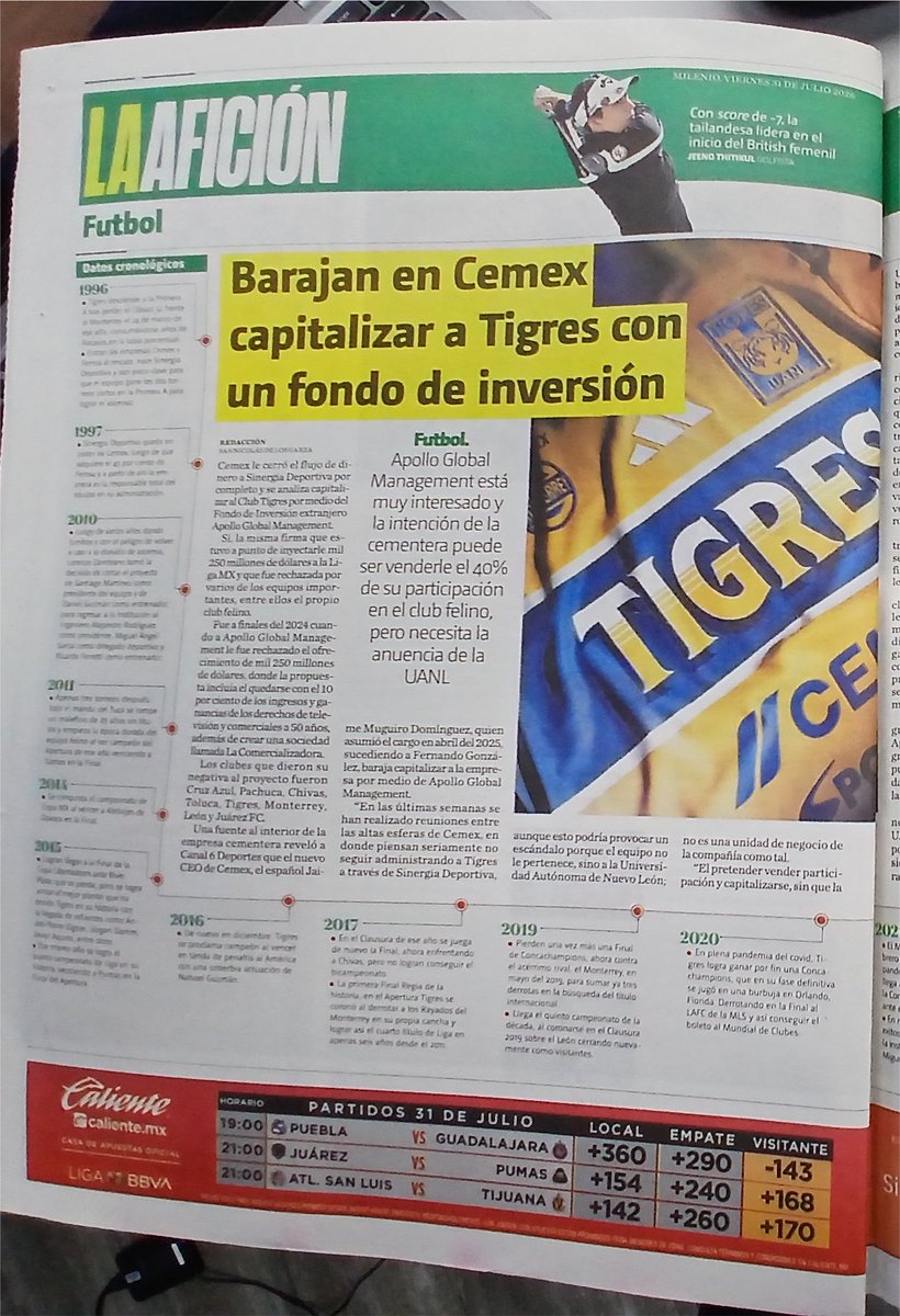 tigresfootball_'s tweet photo. 🚨💣 Informa @laaficion que CEMEX buscaría capitalizar a Tigres con un fondo de inversión extranjero: Apollo Global Management.

Esto podría significar un ANTES Y DESPUÉS para el club. 

➤ Más dinero para fichajes de primer nivel.
➤ Mayor inversión en infraestructura.
➤ Un proyecto deportivo mucho más ambicioso.
➤ Más capacidad para competir en México y a nivel internacional.

Si esto se concreta, Tigres podría entrar en una nueva era financiera y deportiva.

SERIA UN BOMBAZO. 📈💰