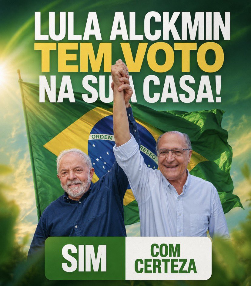 _dilmadebochada's tweet photo. Aqui em casa somos todos 
LULA ALCKMIN 🇧🇷🫰🏻 https://t.co/N97hAjOJ28