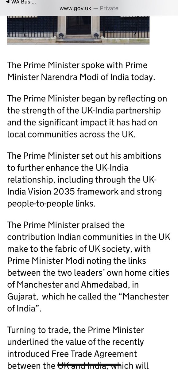 rohanduaT02's tweet photo. FLASH: Newly sworn-in UK PM Andy Burnham speaks to Indian PM, pledging stronger ties while referring to Gujarat as Manchester of India

Burnham seeks to carry forward recent FTA where big UK brands made deeper penetration & Indian farmers got formidable access.

Shows evolution of trade between two countries after Piyush Goyal & Harjinder Kang inked the deal.
