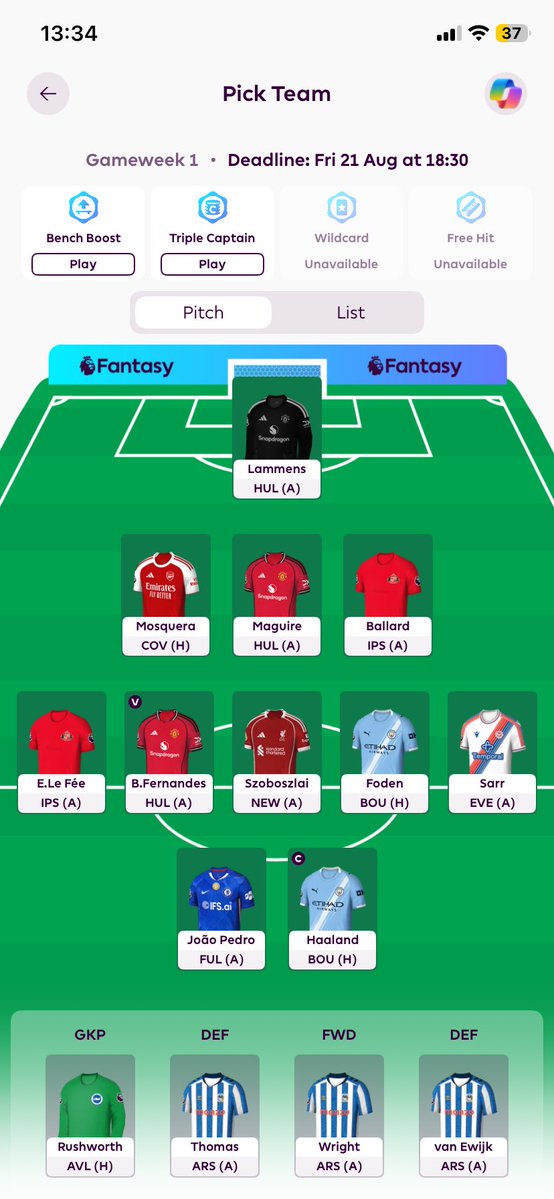 whatitlou's tweet photo. @FPL__Raptor BB2 currently 
Alternative is sarr -> Grob 
+ Van Ewijk -> Jacquet https://t.co/l1Zlrf4V5M