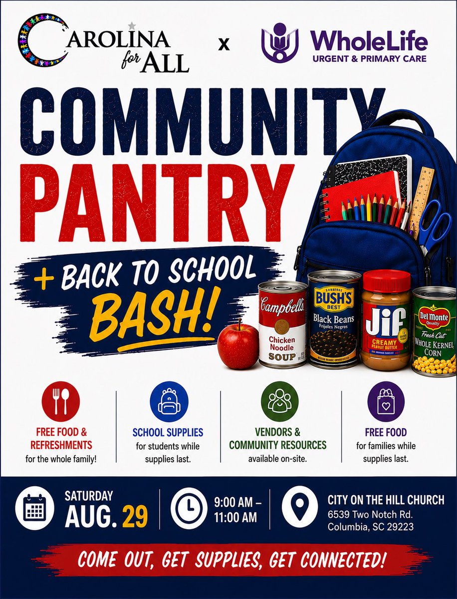 CarolinaForAll's tweet photo. August is coming in HOT! And we are doing what we do here at Carolina for All! We are connecting the community with resources to help the families! Join us or donate! Thank you!
#CarolinaForAll https://t.co/UCa4Gcg6tf
