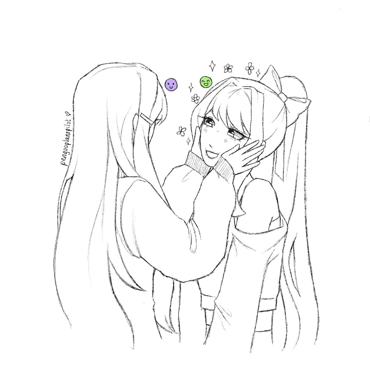 PengooPilot's tweet photo. forgot to post this here helloooo #ddlc #DokiDokiLiteratureClub #yurika #monika #yuri https://t.co/Zvi2VT3AI3