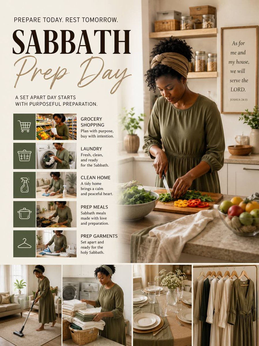 DOS_IUIC's tweet photo. ✨ Happy Prep Day! ✨

A little preparation today brings a more peaceful tomorrow. Finish the work, set your house in order, and look forward to the Lord’s holy Sabbath.

“Tomorrow is the rest of the holy sabbath unto the LORD.”
— Exodus 16:23

#DOS #PrepDay #Sabbath https://t.co/PsvIsKYTDn