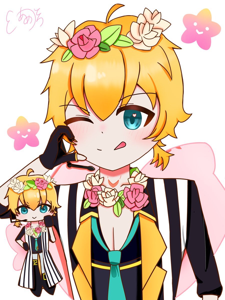 Ashuixgt's tweet photo. どう？似合う？
#鏡音レン https://t.co/1YISvtW87I