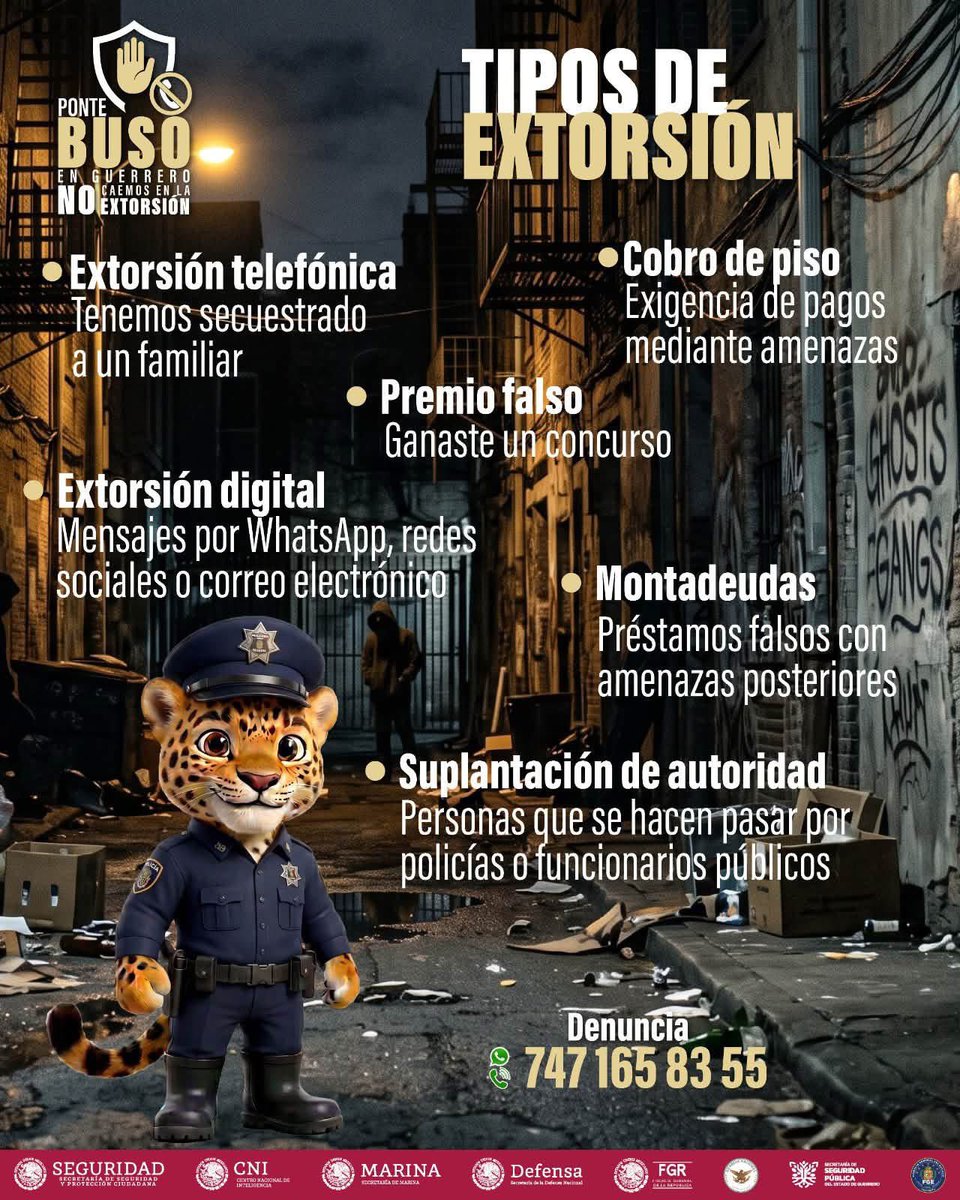 SejuveGuerrero's tweet photo. ¡No caigas en la extorsión!
No deposites dinero o proporciones información, mantén la calma, cuelga y denuncia. La prevención comienza con estar informados.
#PonteBuso https://t.co/qIg2O8xYWJ