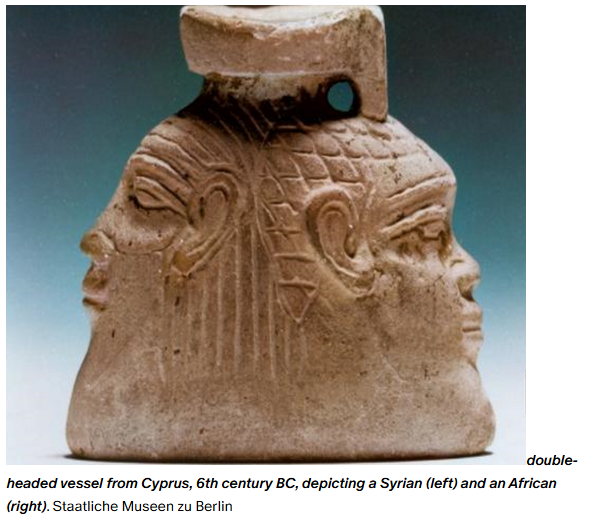 rhaplord's tweet photo. It's easy to confuse the Kushites (ie; people of ancient Kush in present-day Sudan) with "Cushites"; speakers of Cushitic languages in the Horn 

The confusion stems from the German scholar Karl Lepsius, who named the branch of Afro-Asiatic languages found in the Horn as "Cushitic" in 1880.

The Meroitic language of ancient Kush, which according to texts studied by the linguist Claude Rilly dates back to the Kerma/Middle-Kingdom period (3rd-2nd millennium BC), is part of the Nilo-Saharan family, within which are the Nilotic languages 

As for ancient contacts with the Greeks, the historical evidence (texts) suggests that contacts began in the 6th-5th century BC, when some Kushite mercenaries served in the armies of the 26th dynasty Pharaoh Ahmose II (568-525 BC) and Persian emperor Xerxes (486-465 BC)

The Greeks did eventually have direct contact with Kushites when they ruled Egypt as the Ptolemaic dynasty (305 BC to 30 BC), seizing lower Nubia and exchanging embassies.

One of the earliest Greek descriptions of Kush was compiled in the late 4th or early 3rd century BC by Bion of Soloi, who, according to Pliny (NH 6.183), also visited the region and wrote a now lost historical work entitled "Aithiopika." 

Artistic evidence of aithiopians in ancient Greece is, however, significantly older than these texts;
aithiopian figures appear exceptionally early in Greek  art, especially from Cyprus, as early as the 2nd millennium BC,
well before the period of the Homeric legends 

(see the work of Frank Snowden)