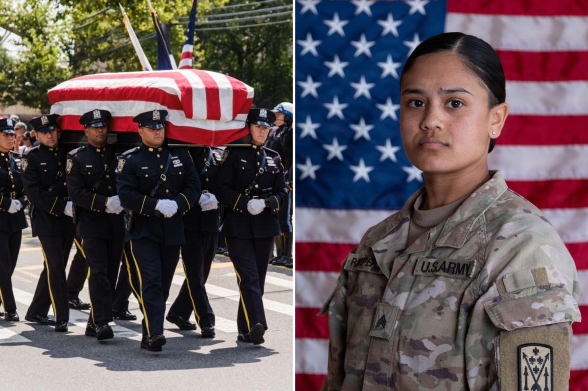nypost's tweet photo. 'Very loved' Army hero Rampersad, who was killed in Iranian attack, laid to rest in front of hundreds of sobbing mourners in Queens https://t.co/jiadsMltCc https://t.co/0W4uAvXeUG