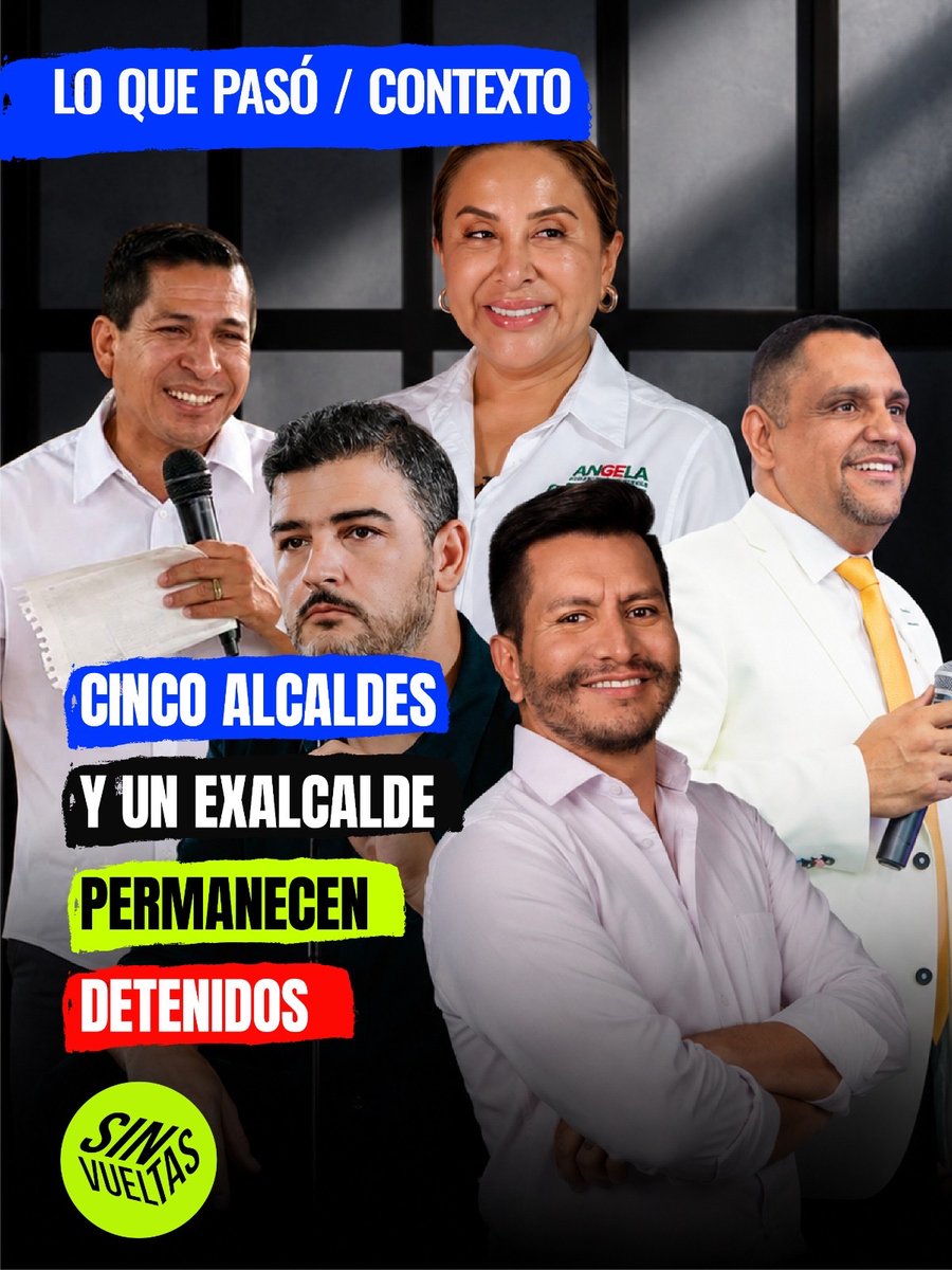 sin_vueltasec's tweet photo. #SinVueltas | 🚨 En menos de un año, cinco alcaldes en funciones y un exalcalde han sido privados de libertad por investigaciones penales independientes. https://t.co/NHpuaX4ajC