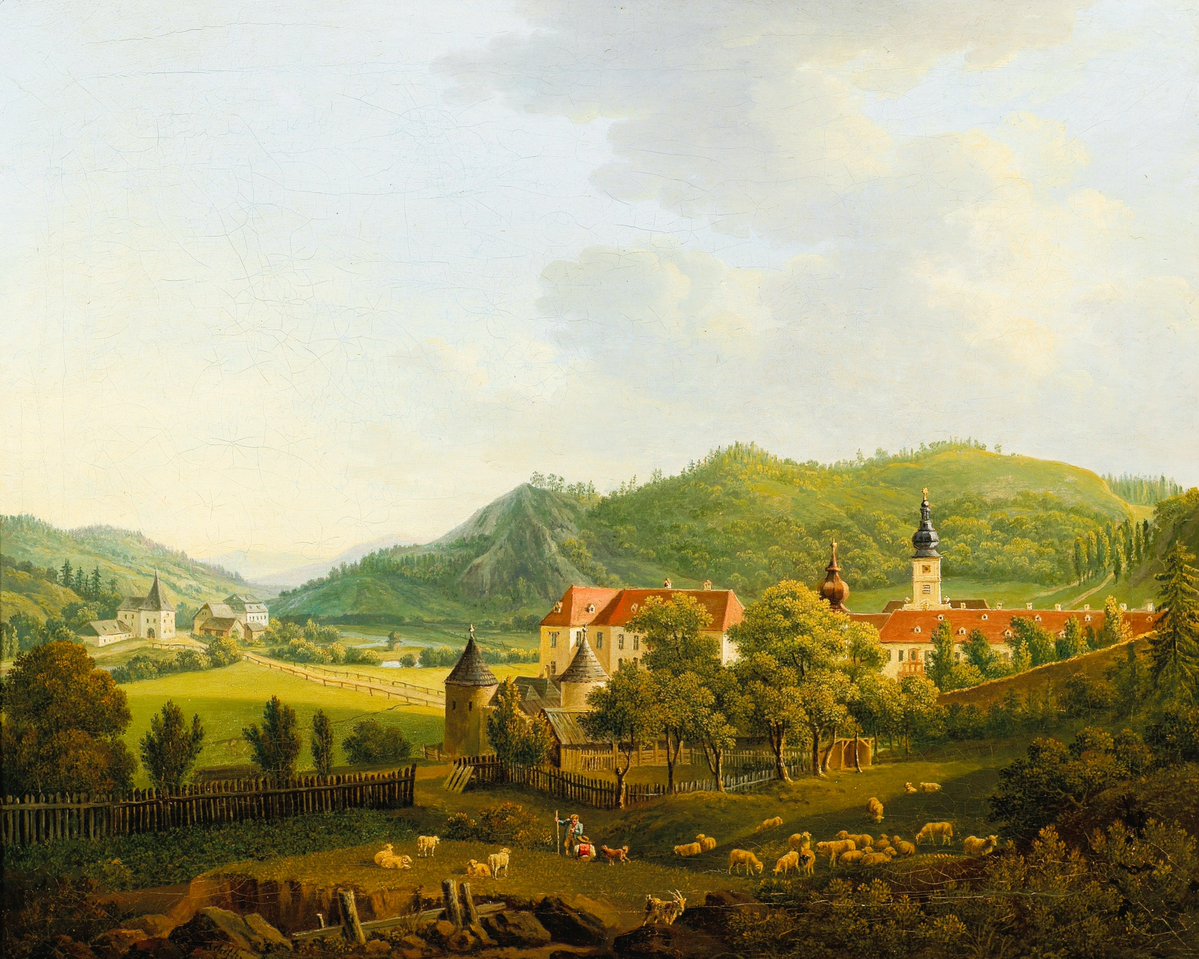 gjeni_u's tweet photo. Anton Schiffer,  1811 - 1876,  Austrian painter;  Open Landscape with Monastery https://t.co/PICSohe43F