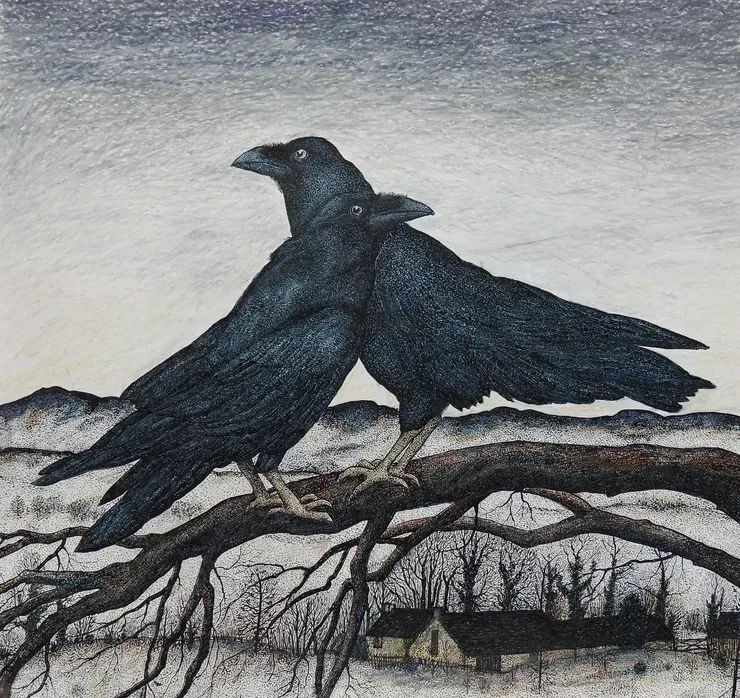 B_Strawbridge's tweet photo. Ravens - by Wales based artist, Seren Bell  

#birds #art #BirdArt 🪶 https://t.co/RsvormW4MY