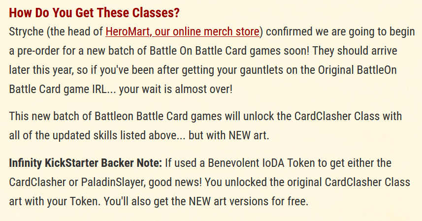 Koreyzzz's tweet photo. Card Clasher and Paladin Slayer are releasing with NEW class art. IMO really sucks for people that wanted Card Clasher armor. They already Re released CC In the past without new art, weird that it changes now. But wait for only $450 USD you can have the og art. https://t.co/lSgIP4V0nT