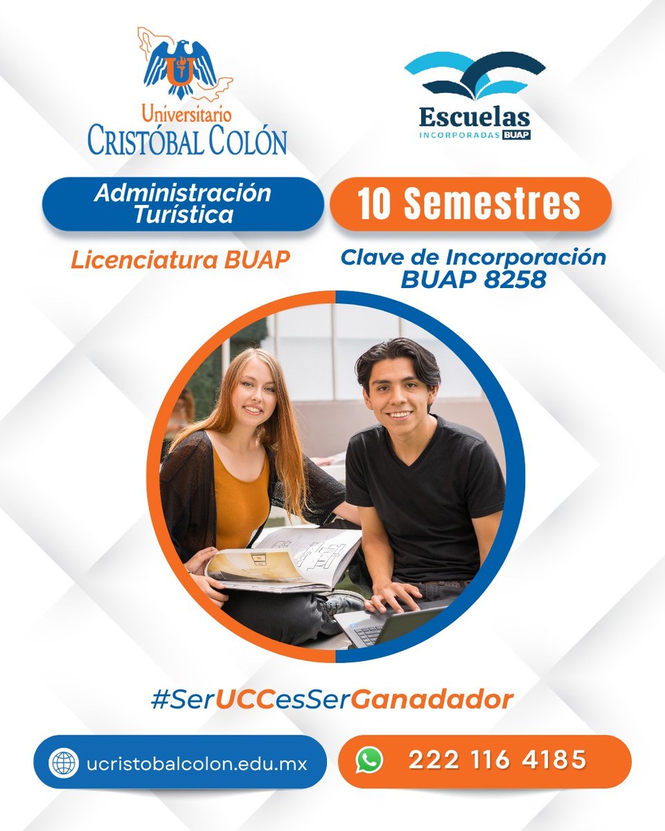 ucc_buap's tweet photo. Estudia con nosotros la Lic. en Administración Turísticas, incorporada a la BUAP.

Informes vía telefónica: 2222969245 y 2222962828 o vía WhatsApp al 2221164185

#SerUCCesSerGanador https://t.co/4BfinEKen0