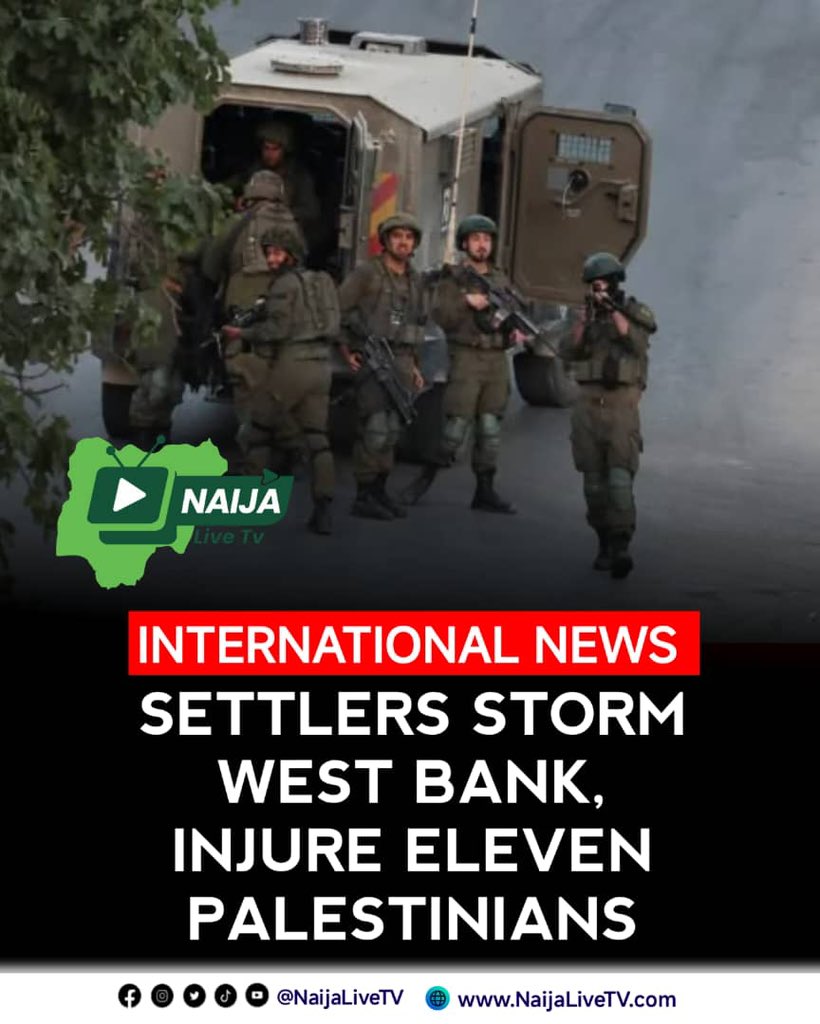 Naijalivetv's tweet photo. ISRAELI SETTLERS, SOLDIERS RAID TAL AND AREAS NEAR NABLUS. 11 PALESTINIANS INJURED
Read More… https://t.co/kn3A7VeuWP
#Israel #Palestine #WestBank #Nablus #Tal #OccupiedWestBank #MiddleEast #HumanRights #WarNews #InternationalNews #BreakingNews #NaijaNews #NaijaLiveTV https://t.co/gwiSykdQBK