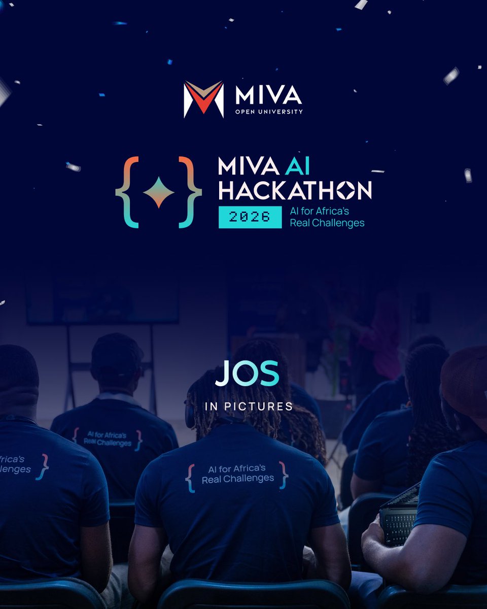 mivauniversity's tweet photo. Every great solution begins with a conversation, a challenge, and a team willing to build.

Our Jos participants spent the hackathon learning, collaborating, and applying AI to solve meaningful problems, proving that innovation can happen anywhere when the right people come together.

Here are some memorable moments from the Miva AI Hackathon 2026 in Jos. ✨

#MivaAIHackathon #AIForAfricasRealChallenges #MivaOpenUniversity #Innovation #ArtificialIntelligence #MivaStars