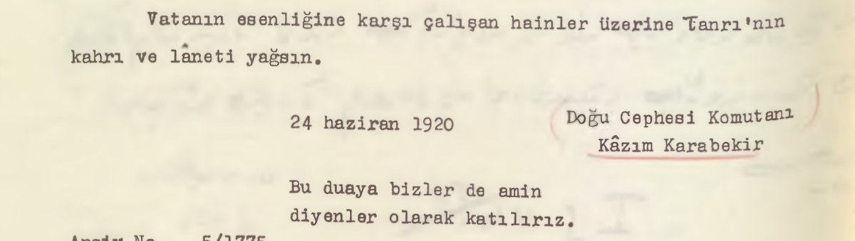 TanselBaydur's tweet photo. "Vatanın esenliğine karşı çalışan hainler üzerine Tanrı'nın kahrı ve laneti yağsın"
 Kazım Karebekir

Kazım Paşa'nın bahsettiği hainler, İstanbul'dan aldıkları fetva ve İngilizlerden aldıkları silahlarla Türk ordusuna saldıranlar. https://t.co/MEXa84QorA
