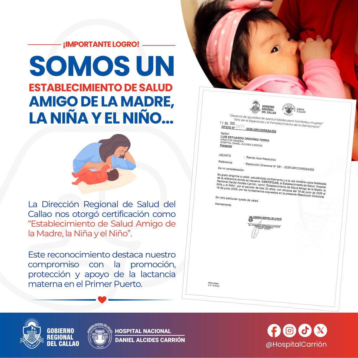 HospitalCarrion's tweet photo. El Hospital Nacional Daniel A. Carrión continúa fortaleciendo sus acciones orientadas a brindar una atención integral, respetuosa y de calidad a las madres, niñas y niños. 🤱 (1/3) https://t.co/XUDyQsKjo4