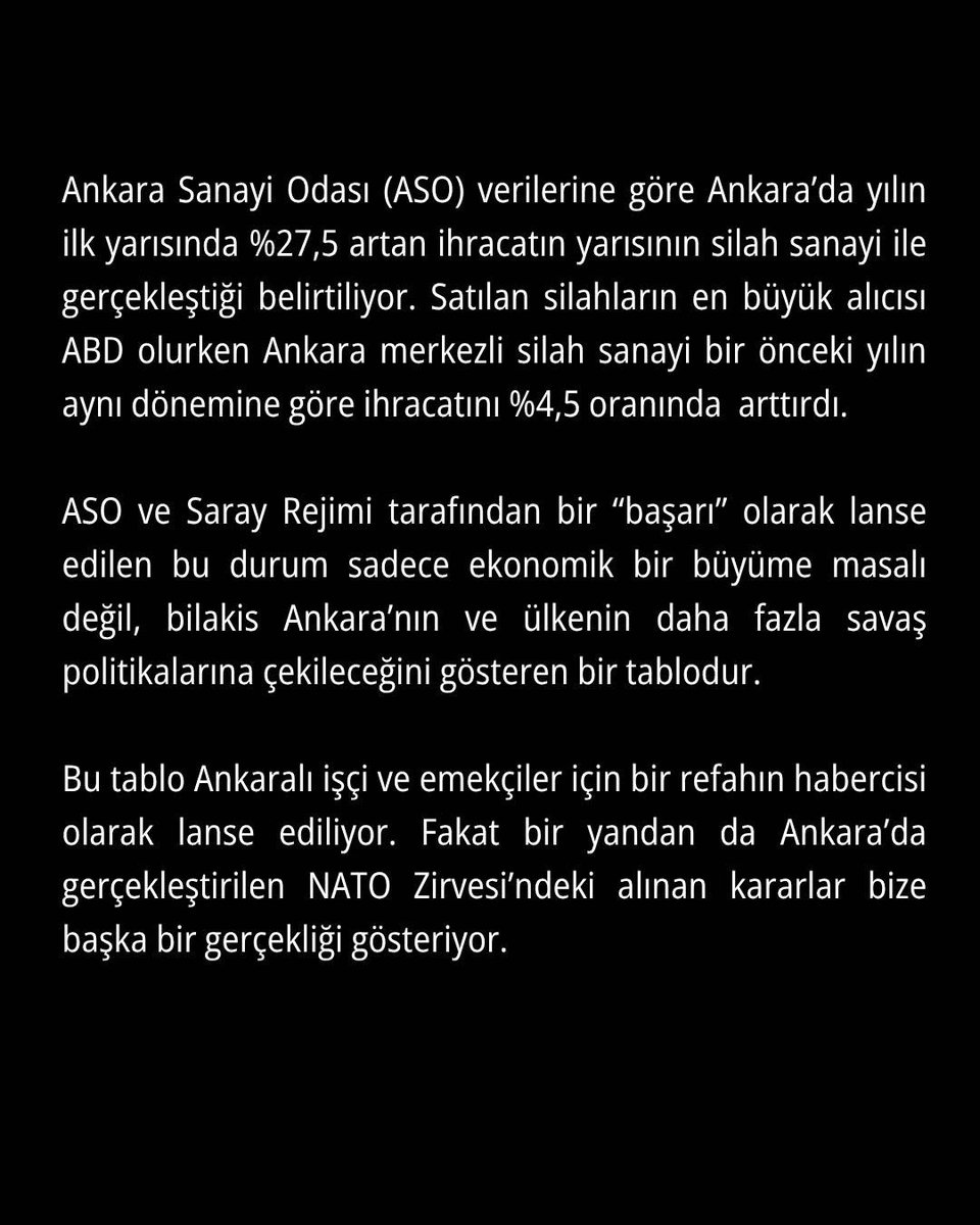 emekpartisi06's tweet photo. Ankara, silah ve mühimmat üretim merkezi haline getirilmeye çalışılıyor. Ankaralı işçi ve emekçiler ise bu üretimi yapacak ucuz iş gücü haline getiriliyor.

Bugünümüzü ve geleceğimizi savaş politikalarına teslim etmemek için mücadeleye! https://t.co/WqBi8bf3gV